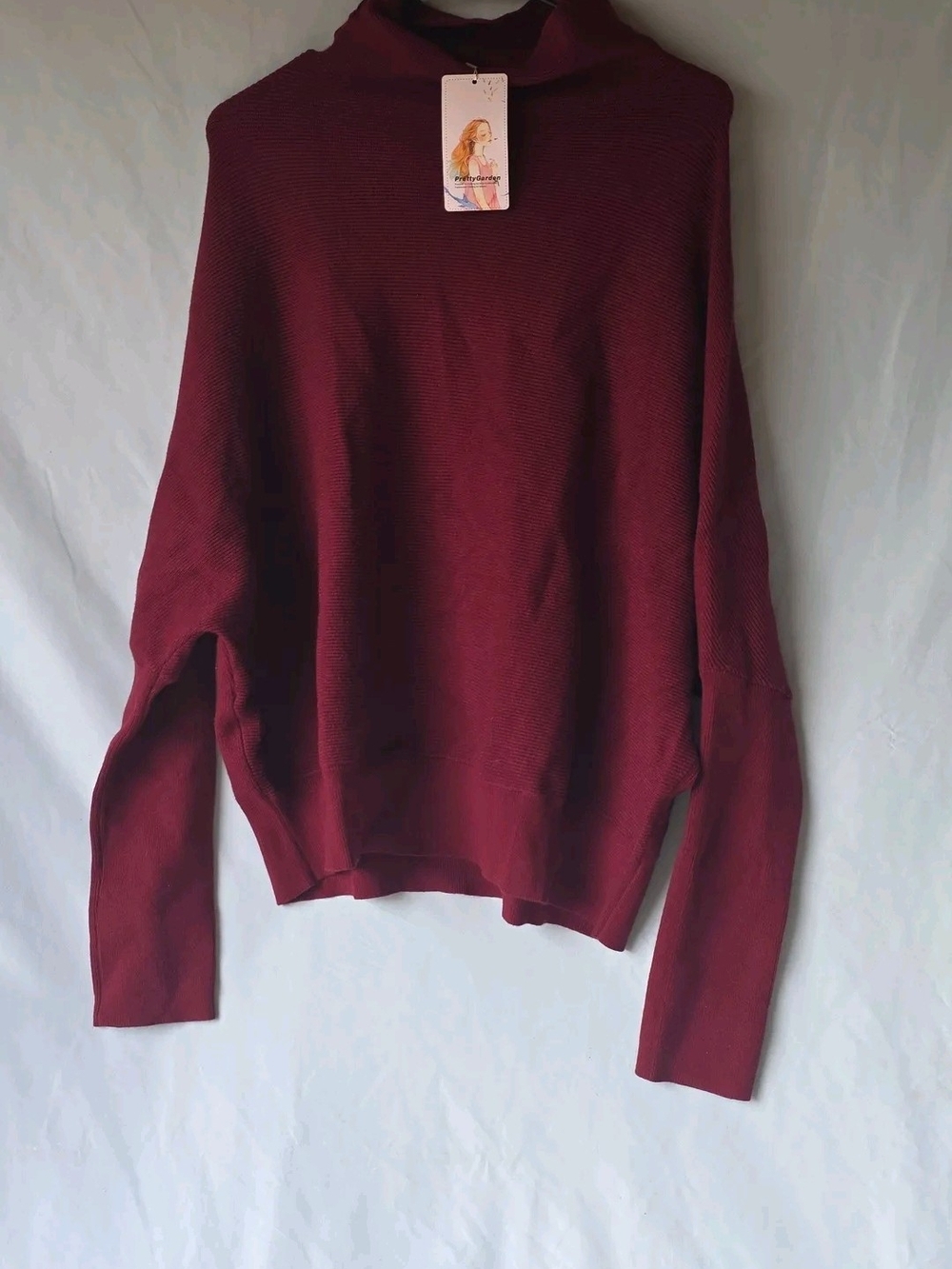 Pretty Garden Women’s Burgundy Mock Neck Sweater